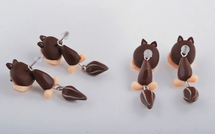 2015 мода ручной работы DIY мультфильм Полимерная глина серьги в виде белок женские