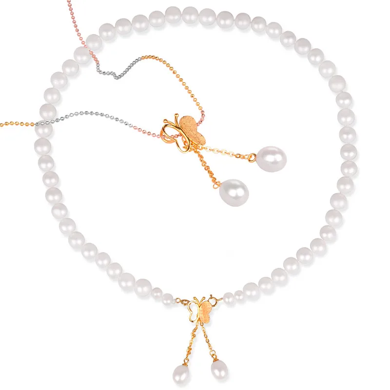 Ожерелье NYMPH с натуральным жемчугом хорошее украшение Круглый пресноводного