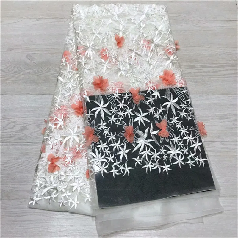 2019 Горячая продажа красное белое вышитое Африканское кружево ткань высокого