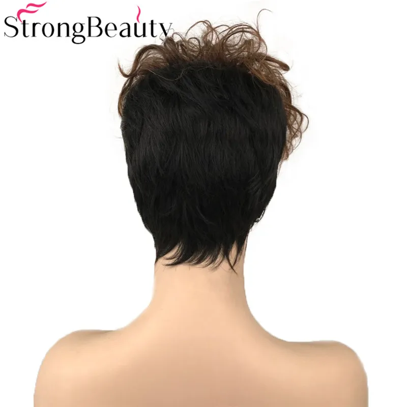 StrongBeauty женский синтетический короткий парик без косточек коричневые волосы кудрявые парики