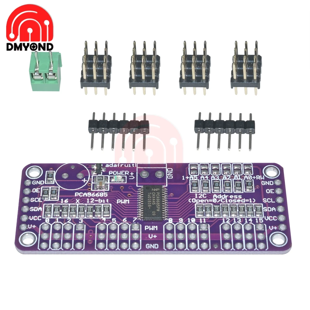 PCA9685 16 канальный 12 битный PWM сервопривод интерфейс I2C IIC 1 6 кГц ШИМ модуль