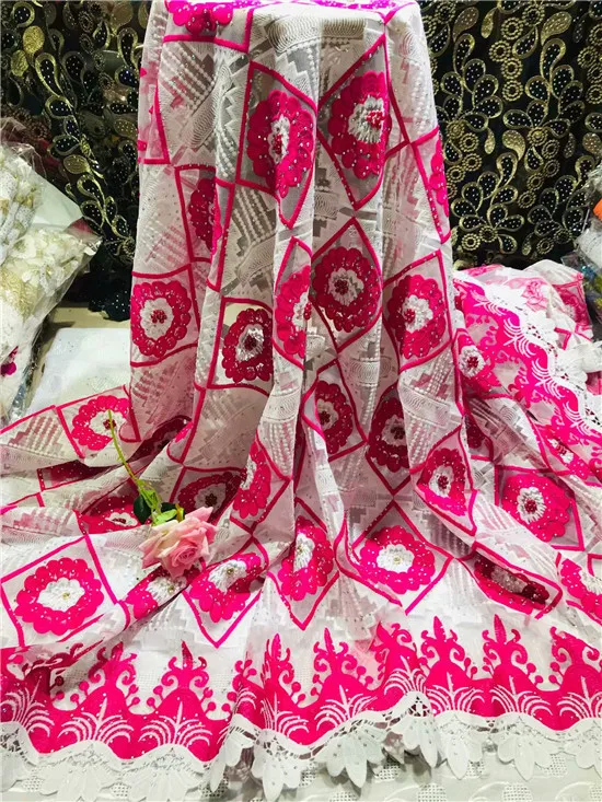 

2019 New Design African Lace Fabric High Quality Lace White Nigerian Tissu Africain Guipure Embroidery French Tulle Lace Fabric