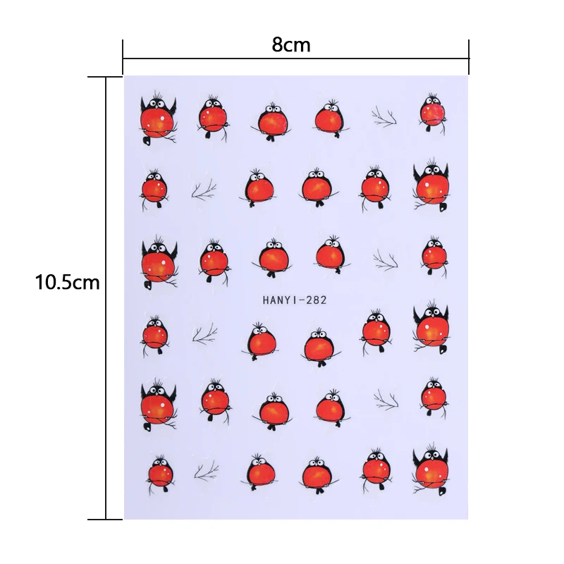 3D наклейки для ногтей клейкие милый узор красных птиц переводные дизайна
