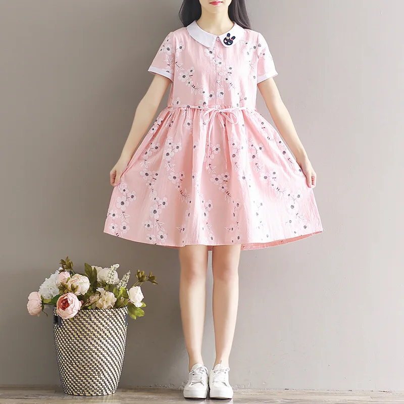 Женское пляжное платье с коротким рукавом синее розовое свободного покроя из