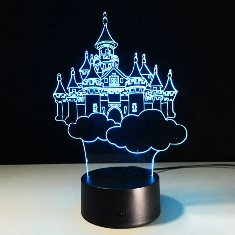 Движущаяся 3d светодиодный ПА в виде древнего замка изменяющийся акриловый