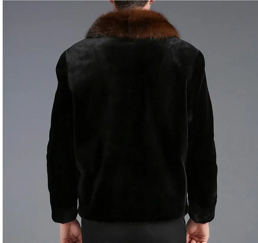 S/5XL Мужские шубы из искусственного меха норки размера плюс зимняя Осенняя теплая верхняя одежда из искусственного меха мужские куртки верхняя одежда черного цвета K389