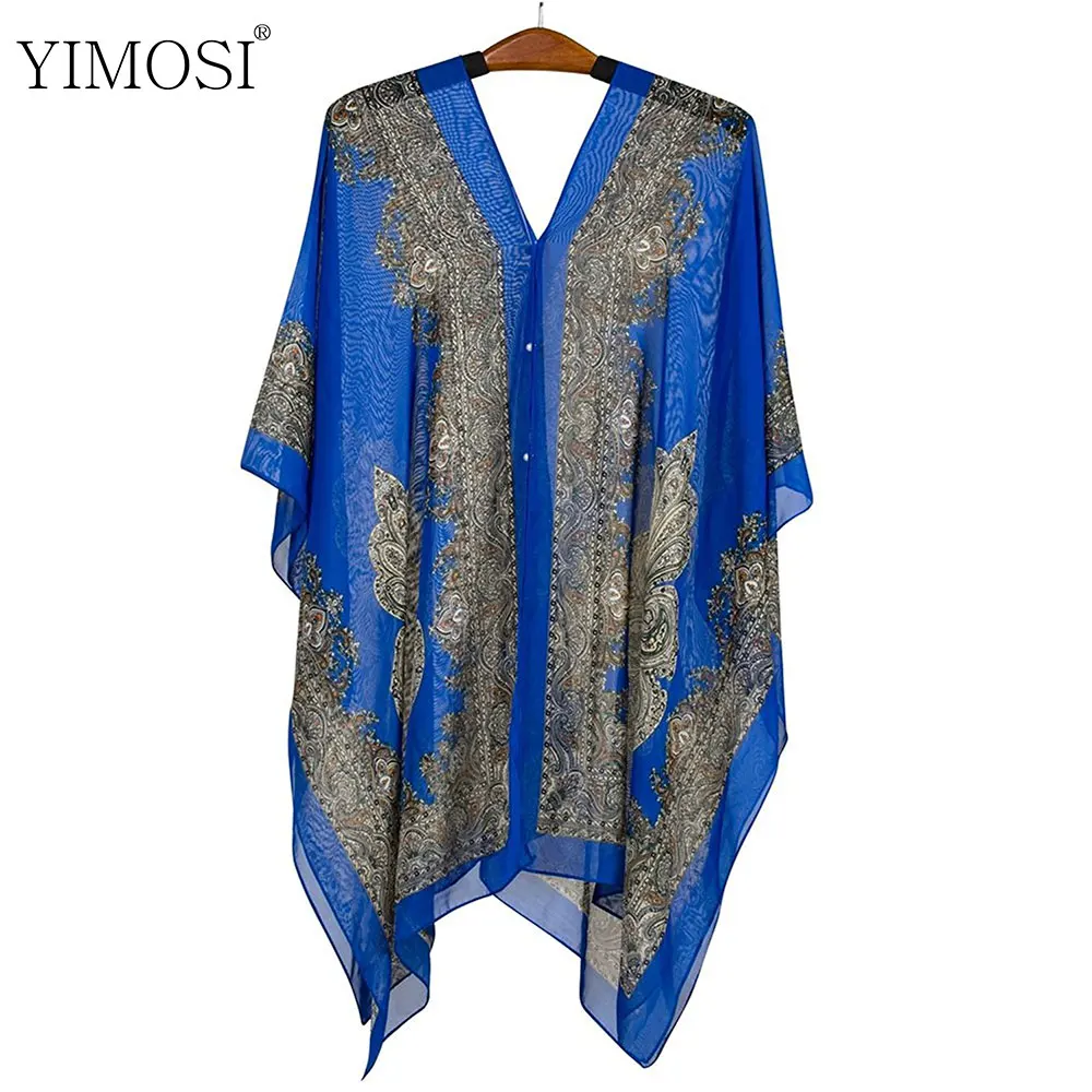 YIMOSI женские летние блузки Blusas 2017 новые винтажные шифоновые кимоно рубашки плюс