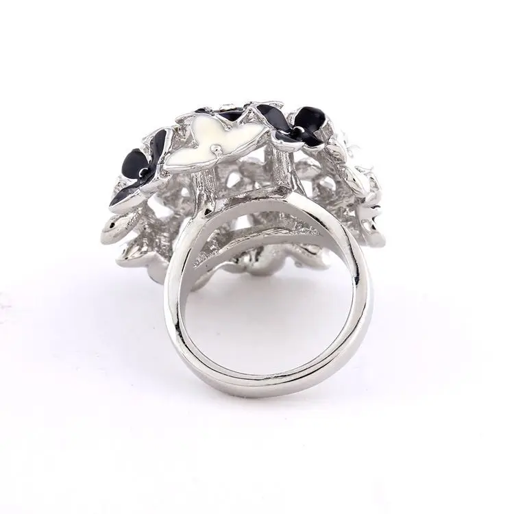 Модные обручальные кольца ювелирные Bague Femme черно-белый эмалированный Клевер