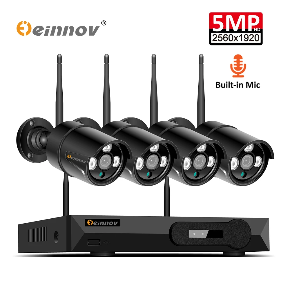 Einnov 4CH H.265 камера безопасности системы беспроводной CCTV 5MP Wifi IP видеонаблюдения NVR