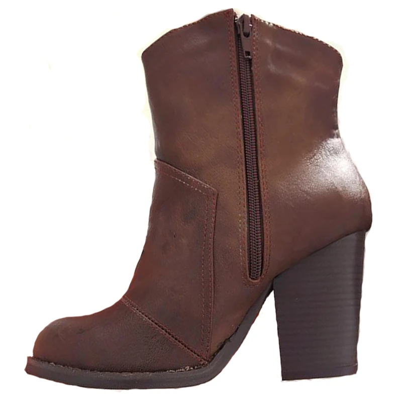 Женские кожаные ботильоны на толстом каблуке в стиле ретро винтажные дамские