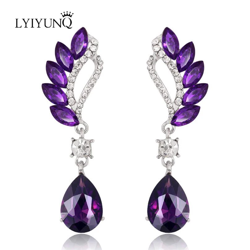 LYIYUNQ Европа и Америка Мода Темперамент Кристалл Украшения Длинные Серьги Для Женщин Вода Капля Большая Серьга