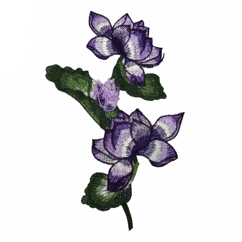 1 шт. вышивка цветок лотоса пришить патч платье шляпа сумка джинсы аппликация