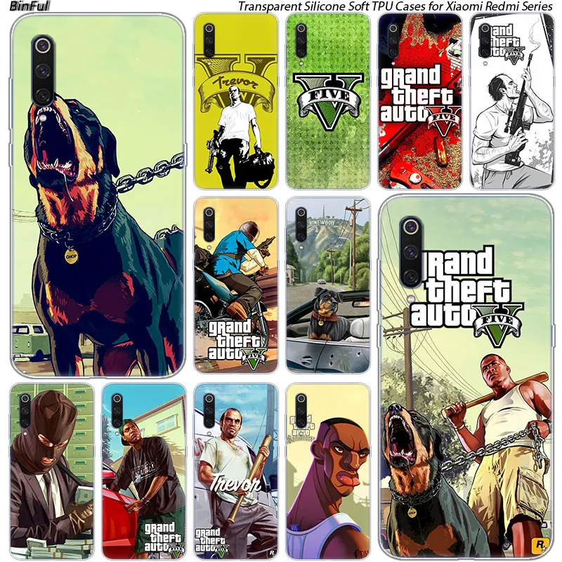 Grand Theft Auto GTA 5 силиконовый чехол для Xiaomi Pocophone F1 9T 9 9SE 8 A2 Lite A1 Mix3 Redmi K20 7A Note 4 4X 6 7 Pro