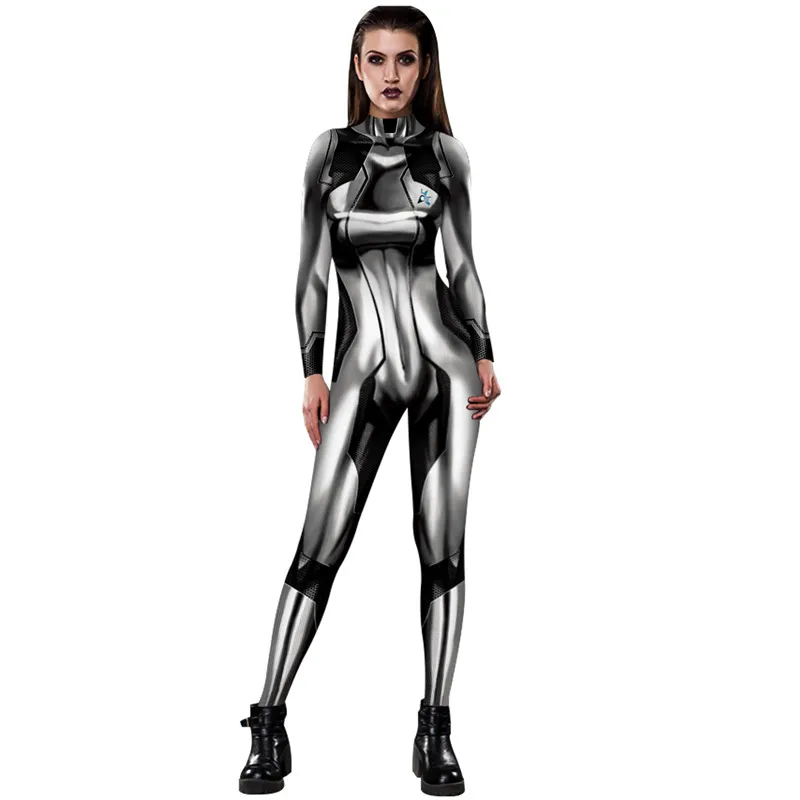 

Galaxy Warrior Samus Zero Aran Cosplay Costume For Women Adult 3D Print Spandex Polyester Zentai Leotard Halloween Costumes C130