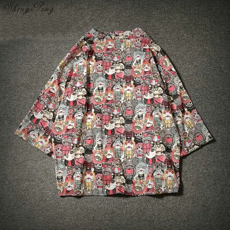 Японские кимоно для мужчин кардиган рубашка блузка юката мужчин haori obi одежда самураев мужской кимоно кардиган G006