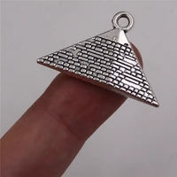 6pcs silver color 3d egypt pyramid charm alloy pendant earrings necklace diy handmade metal jewelry making 3220mm a436