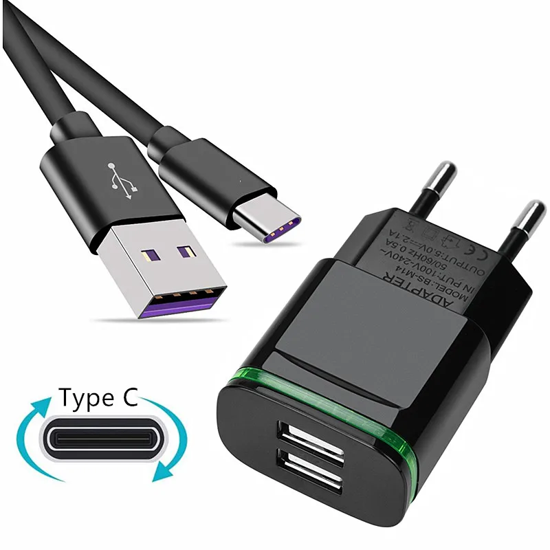 USB C LED 2A адаптер Type-c быстрое зарядное устройство для Xiaomi mi A1 6X Black shark Oneplus 3T 5T Samsung S8