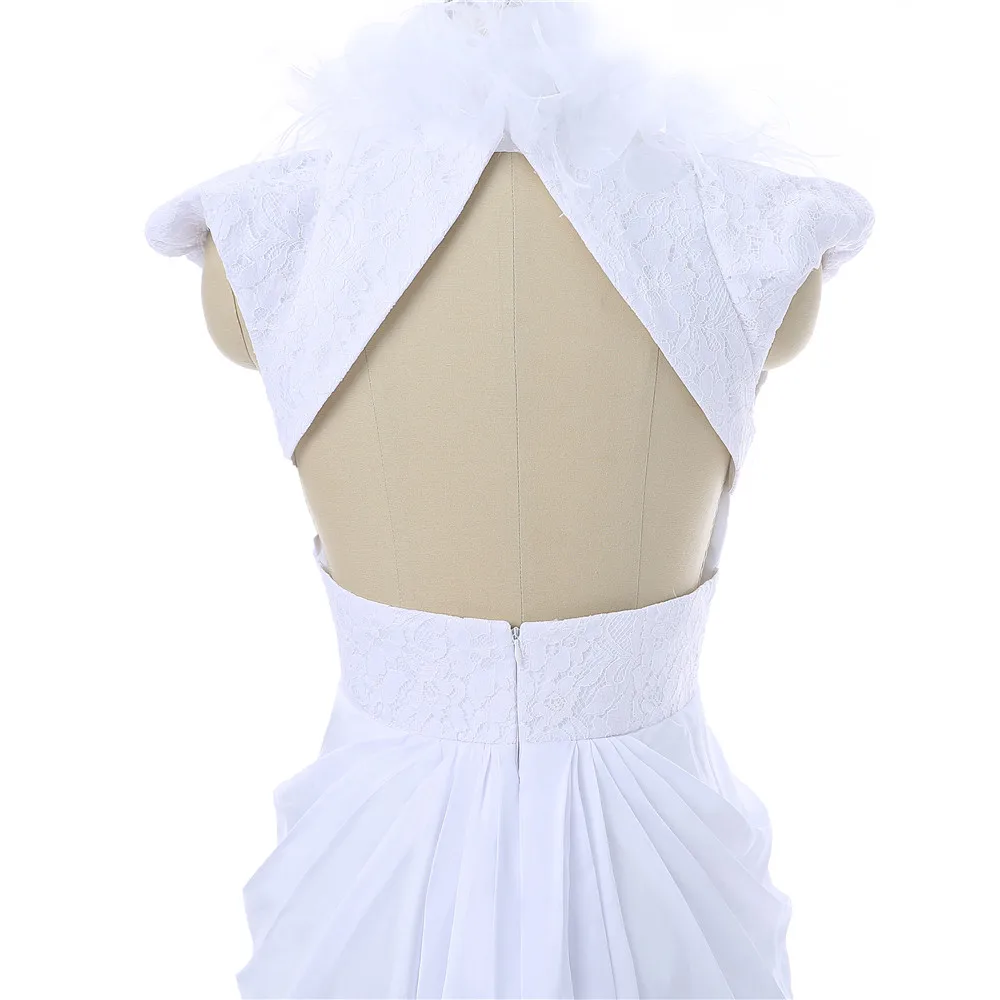 

White Formal Celebrity Dresses Mermaid Cap Sleeves Chiffon Lace Feather Open Back Long Evening Dresses Red Carpet Dresses