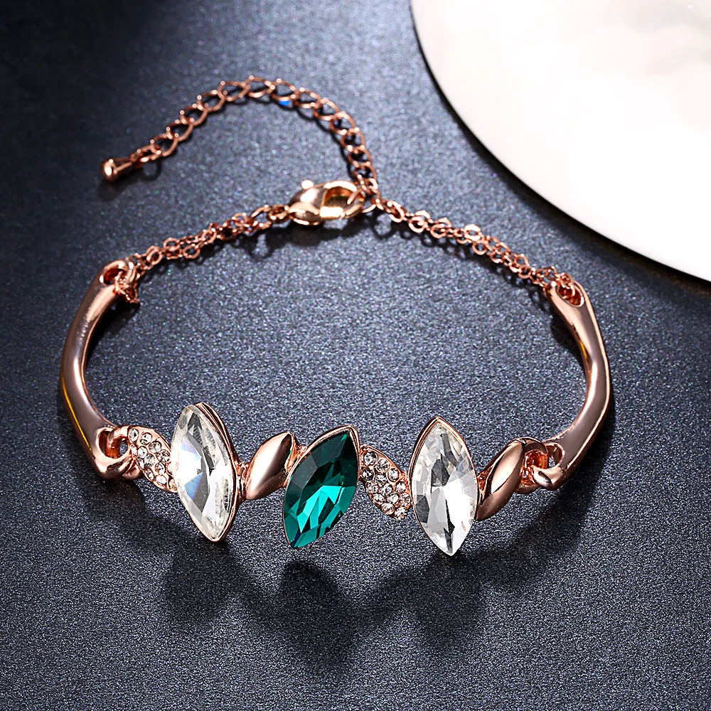 Hot hot salesLovely crystal bracele rose gold individuality gem bracelet green Cubic Zirconia the wedding gift | Украшения и