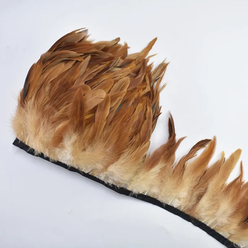 Natural yellow 1 м курица с перьями из хвоста петуха планки ленты платье юбка одежда с бахромой перья фазана для рукоделия ювелирных изделий - Цвет: Natural yellow