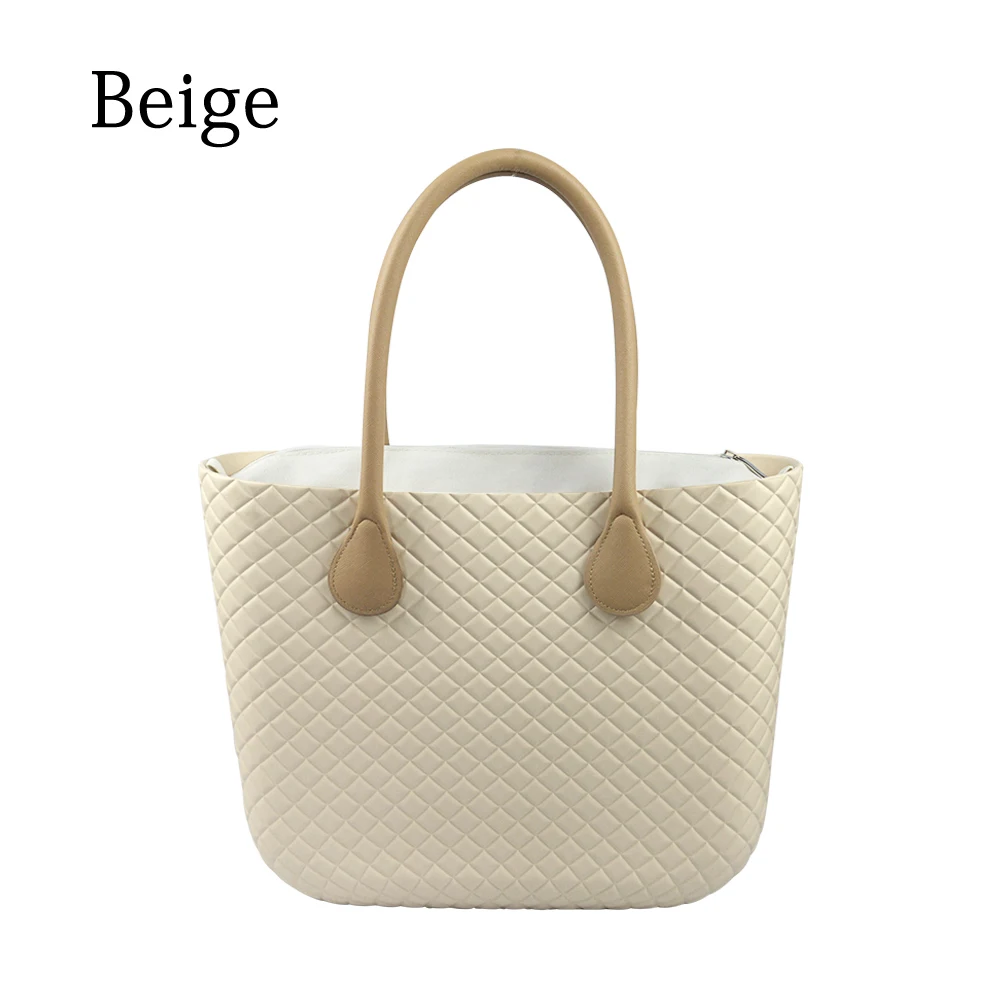 beige Стиль obag Классическая большая EVA сумка с внутренним карманом красочные ручки Водонепроницаемая O сумка женская сумка DIY сумочка - Цвет: beige