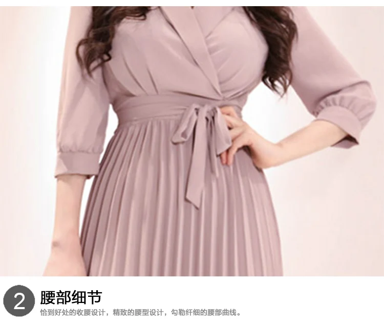 

2019 Spring Elegant Women Dress Office Lady Dress High Street Pleated Sashes Dress Work Wear Business Casual Vestidos