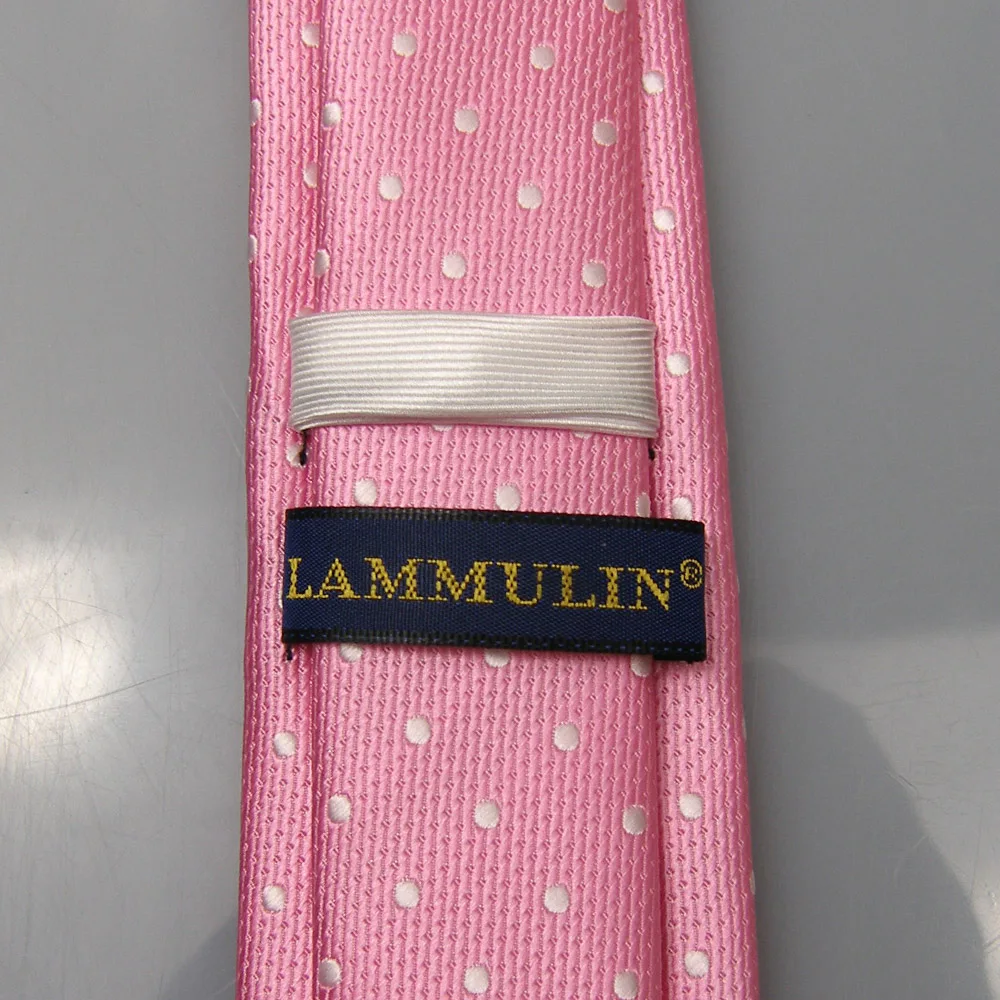 LAMMULIN мужские галстуки белый Узел контрастный розовый с белым Горошек