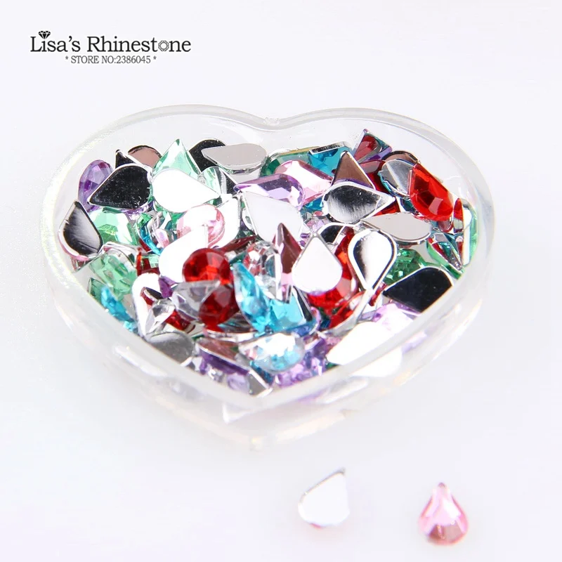 100 шт. 3D блестящие акриловые стразы с плоской задней поверхностью разные цвета и