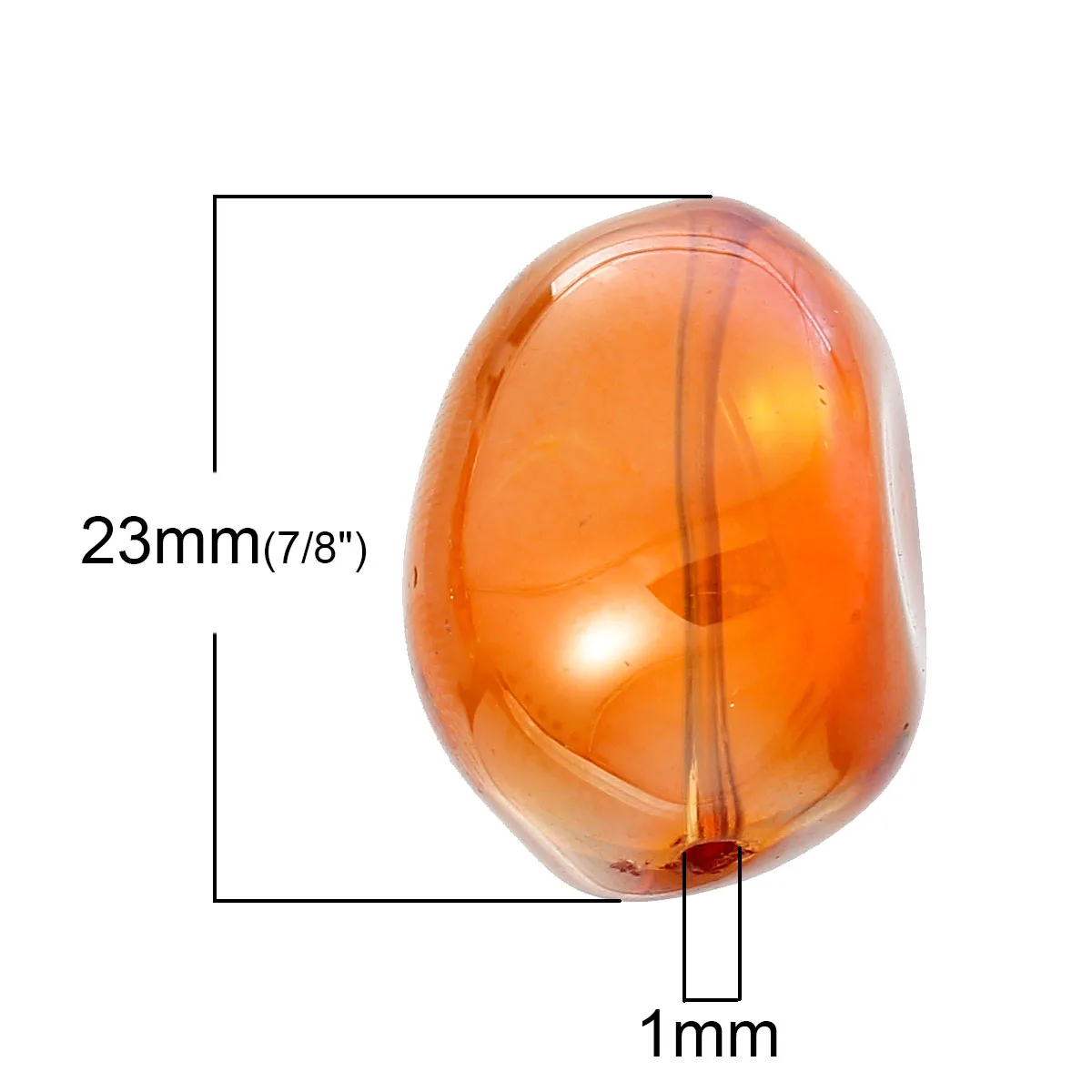 DoreenBeads Glass Loose Beads Teardrop Orange-red Transparent About 23.0mm( 7/8&quot) x 19.0mm( 6/8&quot) Hole: Approx 1.0mm 1 Piece |