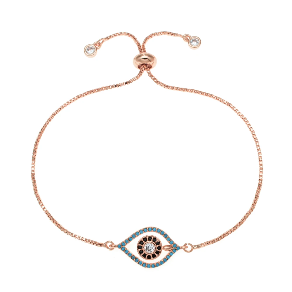 rose eye ZMZY модные ювелирные изделия Злой Глаз Хамса Фатима ручной браслет золото/серебро цветные браслеты для женщин Кристалл дружбы браслеты - Окраска металла: rose eye