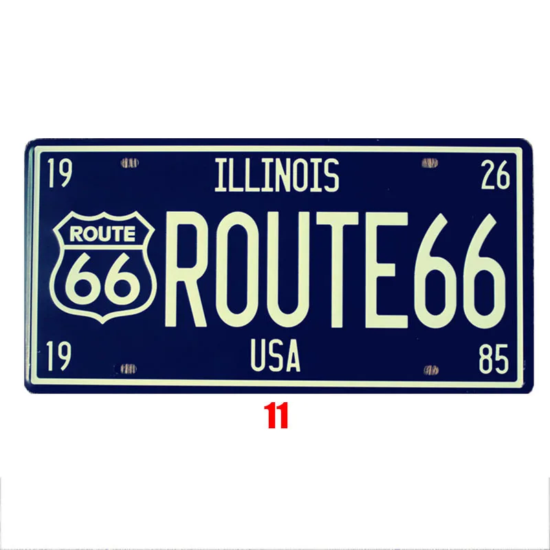 Номер машины, металлическая пластина, Ретро стиль, США, Декор, Route 66, Оловянная вывеска, бар, паб, гараж, металлические вывески, декоративная металлическая доска, 15x30 см