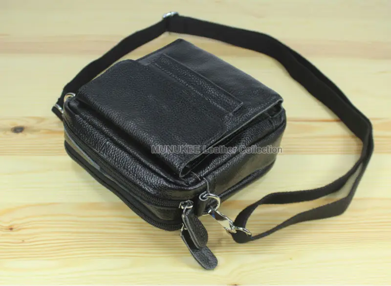 Fashion New Genuine Leather messenger bags Men crossbody Bag Real leather Shoulder Bag for men small bag Casual Black M154