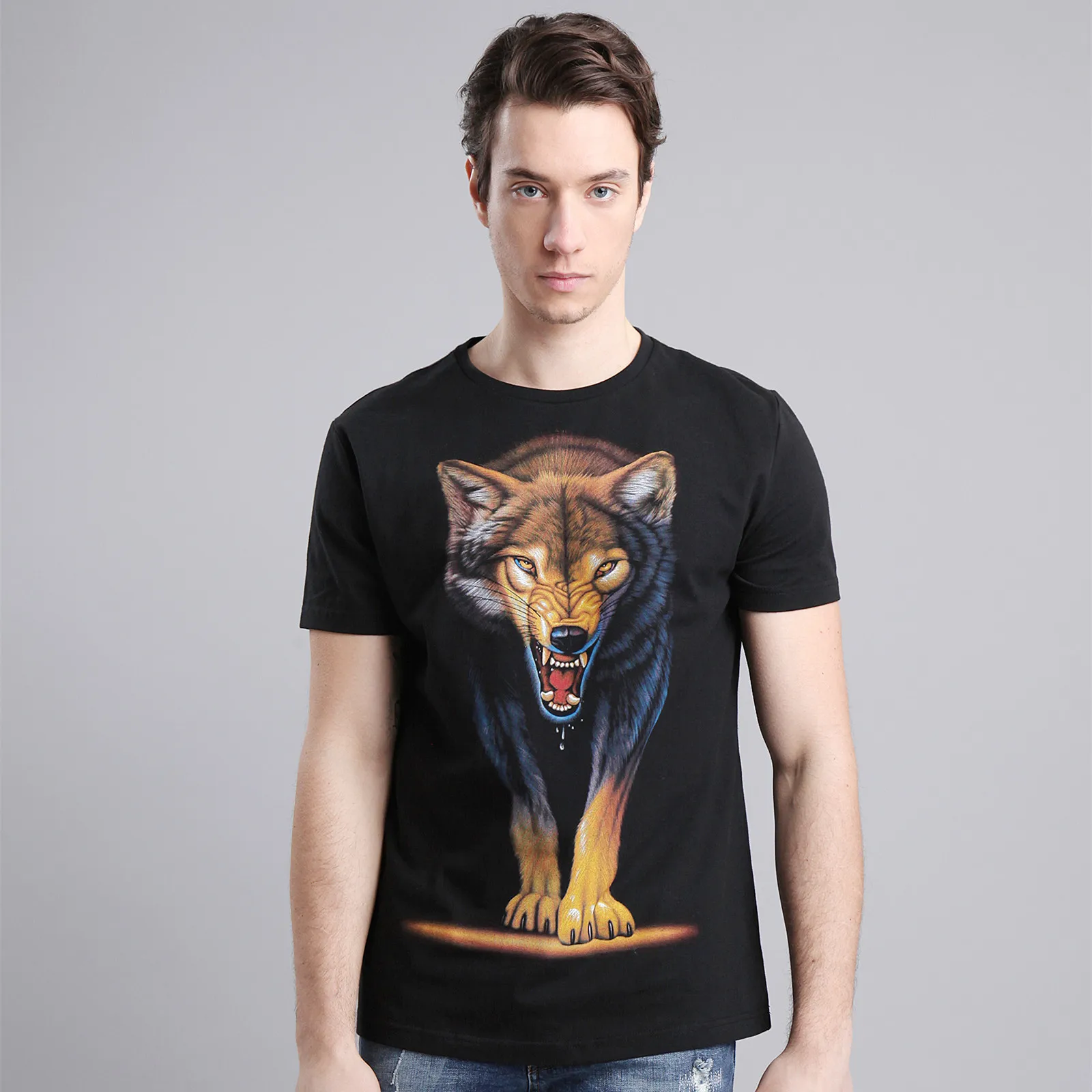AZEL Wolf с животным рисунком 3D принт Повседневная дизайнерская футболка для мужчин
