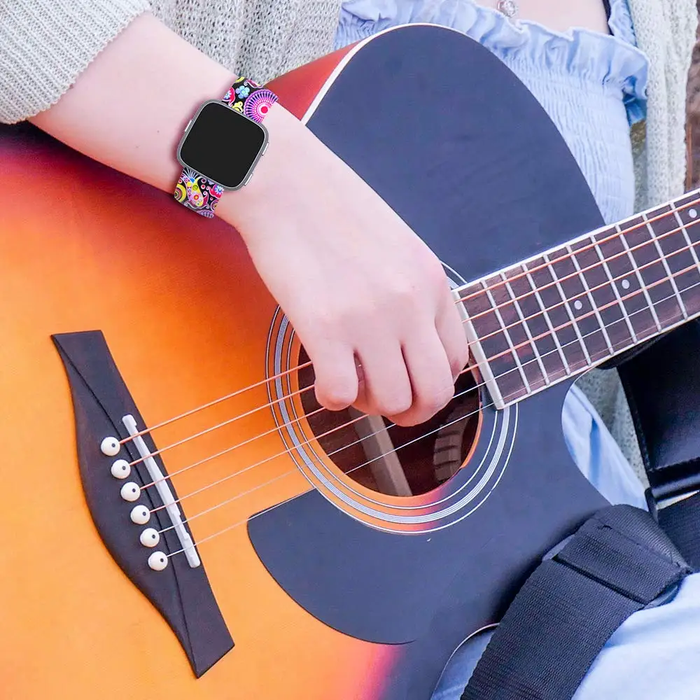 Ремешок с цветочным принтом для Fitbit Versa Band, силиконовые в форме цветка Браслет Fitbit Versa сменные браслеты браслет Ремешки для наручных часов