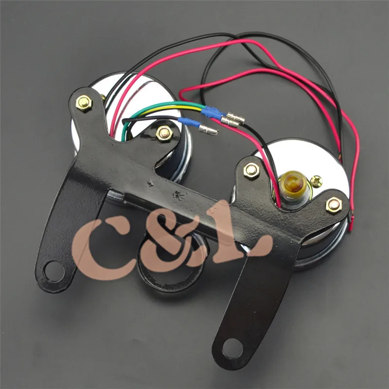 Тахометр для мотоцикла с черной поверхностью + спидометр 0 кронштейном