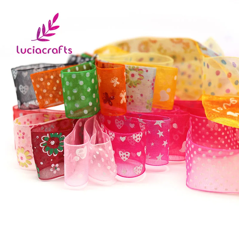 Lucia crafts 12y/24y 1y/style 10 40 мм случайная смешанная печать ленты из органзы головные