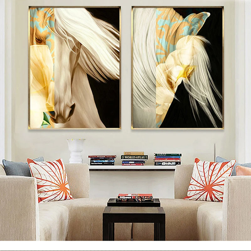Современное креативное искусство лошадь минималистическая Скандинавская