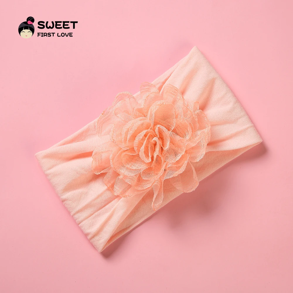 

Кружевные нейлоновые повязки на голову с цветами для девочек, эластичные мягкие повязки на голову, элегантные регулируемые аксессуары для ...