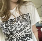 Модный Топ HAHAYULE унисекс Tumblr, футболка с рисунком Ван Гога, звездная ночь, повседневные топы с коротким рукавом