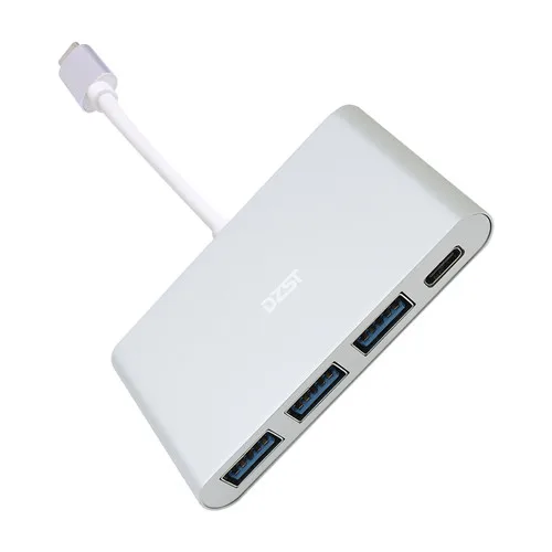 DZLST 4-портовый usb type C 3,1 многопортовый адаптер USB C к USB 3,0 USB C концентратор Металлический Высокоскоростной 4 в 1 для MacBook Google Chromebook - Цвет: Серебристый
