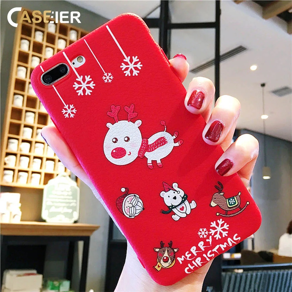 Чехол для телефона CASEIER iPhone 7 Plus мягкий Рождественский чехол X XS Max XR 8 6 6s 5 5S SE хит