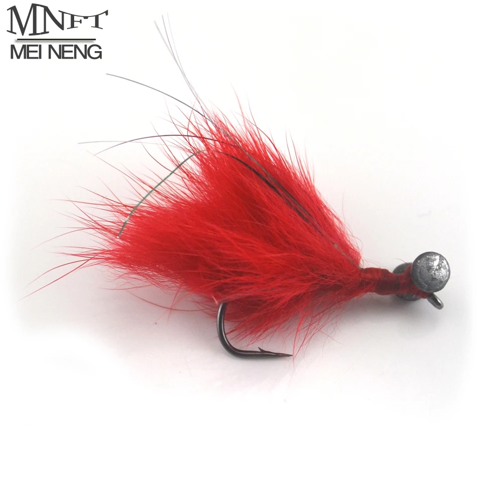 MNFT 6 шт./лот свинцовая голова мухи рыболовная приманка Красная принцесса тело