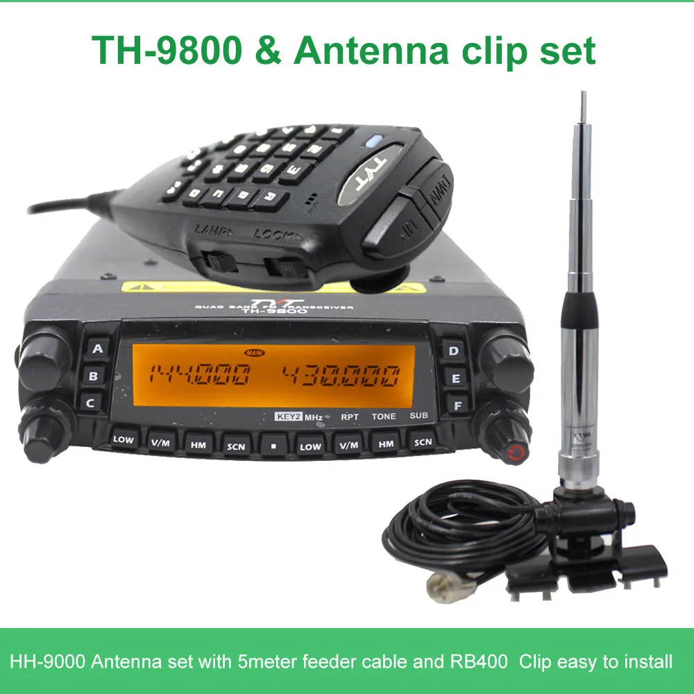 TYT TH-9800 Plus автомобильный мобильный радиоприемник Walkie Talkie 50 км трансивер Quad Band двойной дисплей ретранслятор скремблер TH9800 S/N 1901A - Цвет: TH9800-Antenna-3