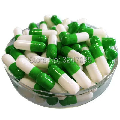 

1000pcs/lot Green + White Empty Gelatin Capsule Shells, DIY Good Quality Medical Powder Packing Bottle, DIY Hollow Mask Capsules