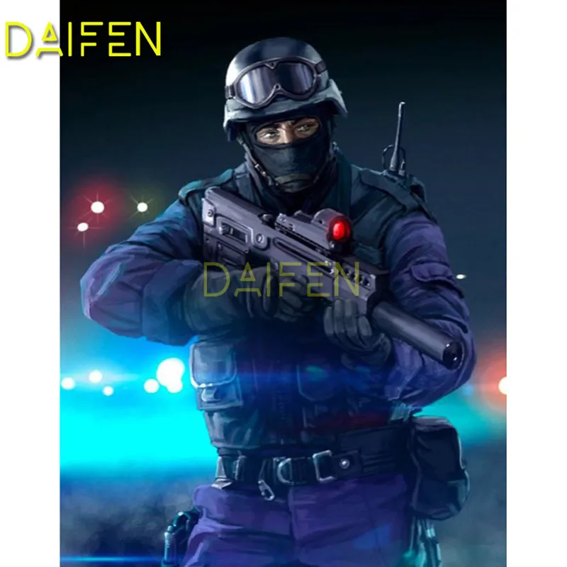 Полноразмерная алмазная живопись солдат война пистолет 5D вышивка крестиком