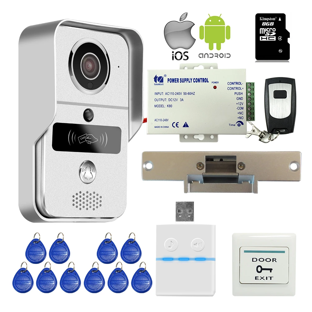 Беспроводной дверной звонок с Wi Fi IP RFID камера видеодомофон для телефона