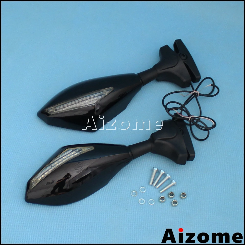 Мотоциклетные Светодиодные поворотники зеркала боковые для Honda Yamaha Suzuki Kawasaki ZX9