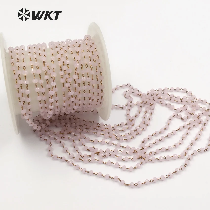 WT-RBC055 WKT 2 мм Хрустальные Бусины цепи граненые светло-розовые цвета четки для diy