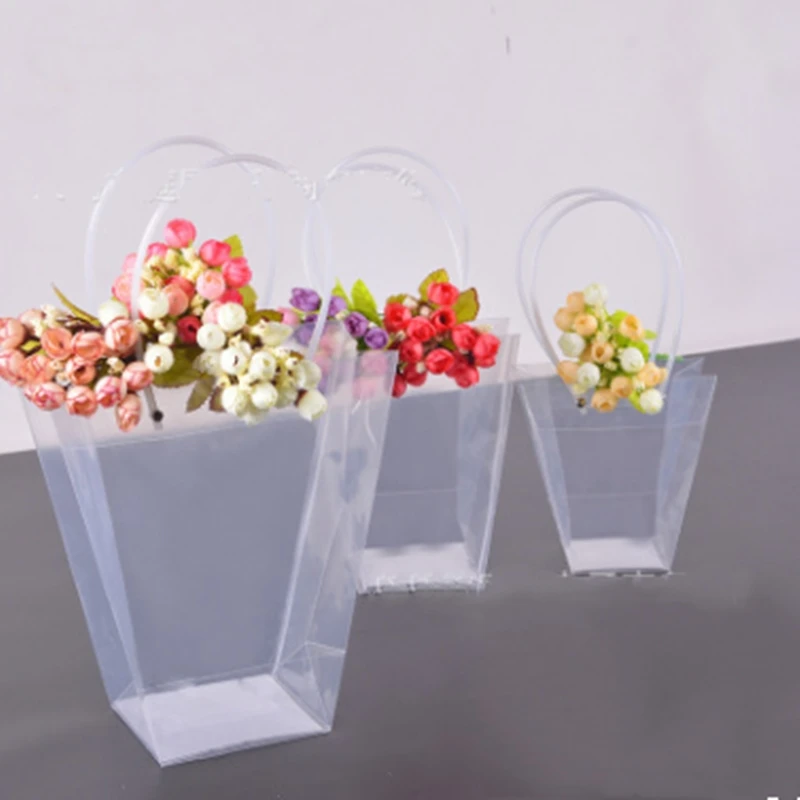 Подарочная упаковка для цветов прозрачная трапециевидная сумка перевозки
