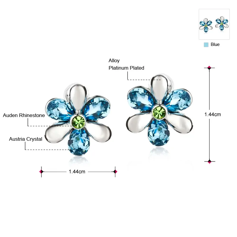 Женские серьги гвоздики Neoglory из сплава без никеля с австрийскими кристаллами и